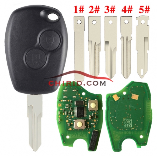 Original Renault 2 button remote key with 433mhz & 7961M(HITAG AES) chip Original PCB board and aftermarket key shell