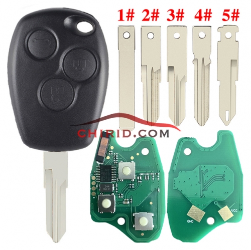 Renault 3 button remote key with 433mhz & 7961M(HITAG AES) chip