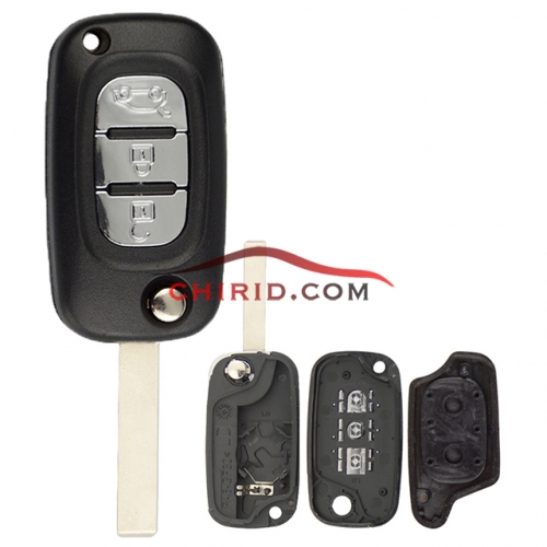 Renault 3 button flip remote key shell with HU83/407 blade