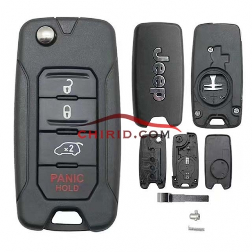 Jeep 3+1 button flip remote key blank