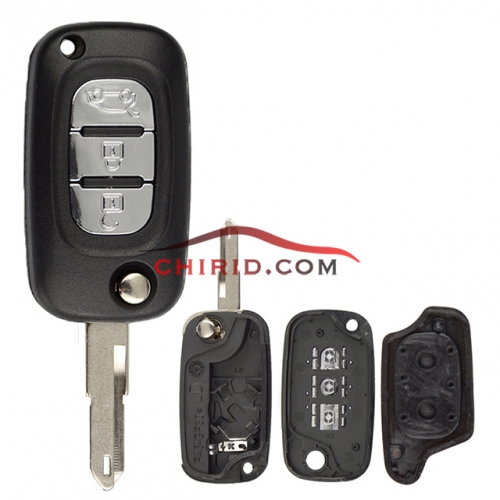 Renault 3 button flip remote key shell with  NE73/206 blade