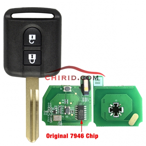 Nissan 2 button remote key with 433mhz with original 7946AT chip with ASK model   Use for : Nissan Cabstar F24M  Micra K12 Navara D40M  Note E11 NV200
