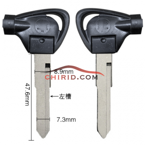 Yamaha motorcycle transponder key blank with left blade  port direction is right