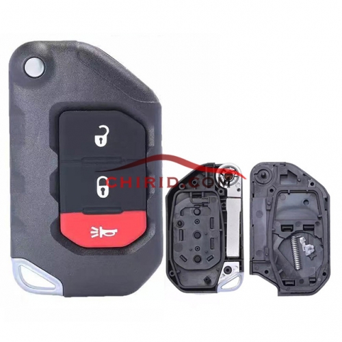 Jeep W-rangler 2+1 buttons flip key shell with logo