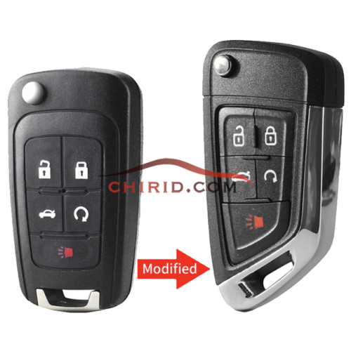 Opel modified 5 buttons blank key with hu100 blade and logo