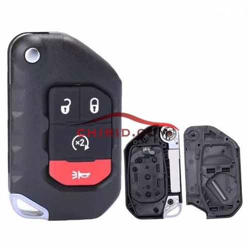 Jeep W-rangler 3+1 buttons flip key shell with logo