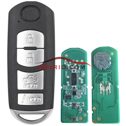 FCCID:WAZSKE13D-02 Mazda 4 button keyless remote key with 433mhz with ID49 chip  P/N:662F-SKE13D01 FSK