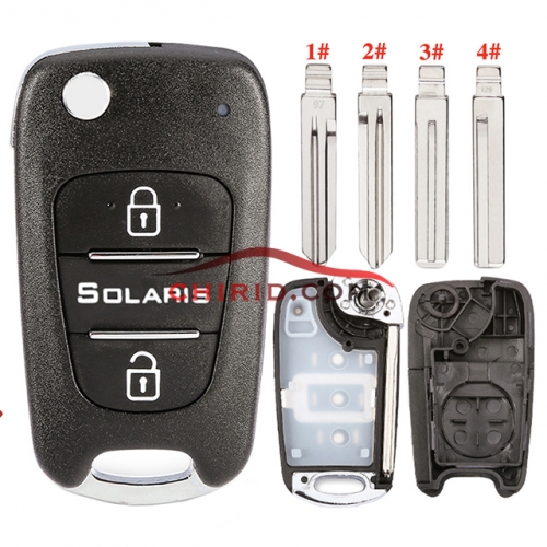 Hyundai "Solaris" 3 button remote key shell with 4 types blade, please choose which one you need.