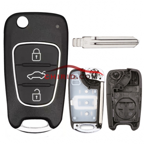 Hyundai 3 button  remote key shell  with left blade