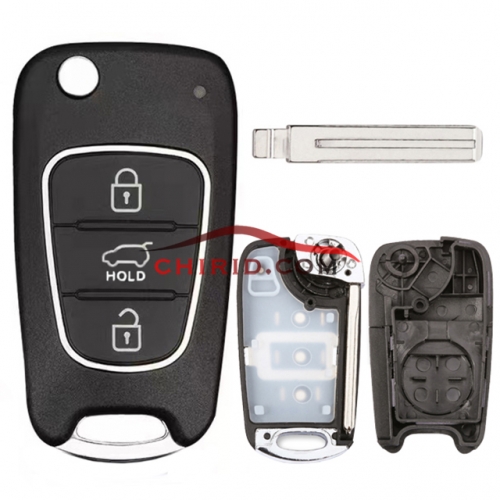 Hyundai "Hold' 3 button remote key shell with HY22 blade