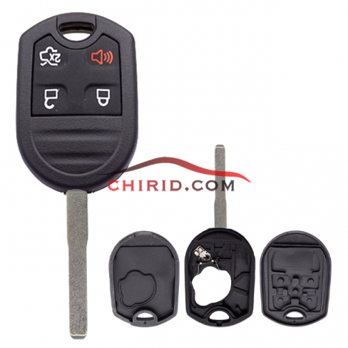 Ford 3+1 buttons key shell with three parts and hu101 blade