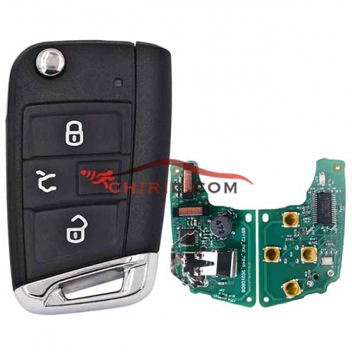 Fcc ID:NBGFS12P01   Aftermarket VW 3+1 buttons keyless/smart ASK remote key with 315mhz and MQB AES chip Pn:5G6959752BM/5G6959752BD/5G6959752BE