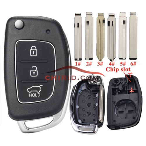 Hyundai 3 buttons remote key blank with SUV button and 6 types key blade, please choose which type you need?