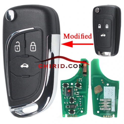 Chevrolet unkeyless 3 buttons flip remote key with 315MHZ/433MHZ with 7941 chip with logo