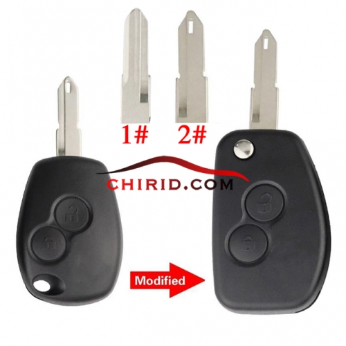 Renault 2 button remote modified  flip key  shell