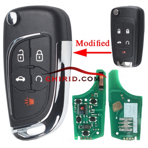 Chevrolet unkeyless 5 buttons  flip remote key with 315MHZ/433MHZ with 7941 chip with logo