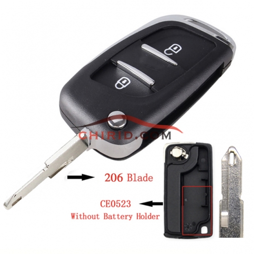modified  Peugeot replacement key shell with 2 button with 206 blade Without battery clip