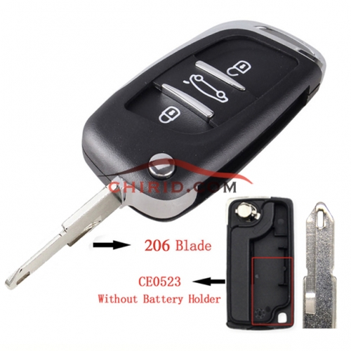 modified  Peugeot replacement key shell with 3 button with 206 blade Without battery clip