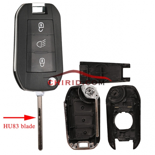 Peugeot modified 3 buttons remote key with Hu83 blade