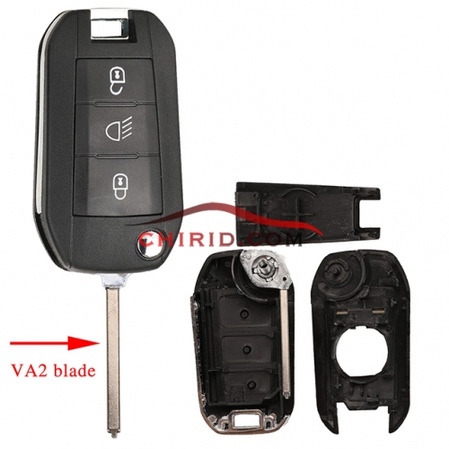 Peugeot modified 3 buttons remote key with VA2 blade