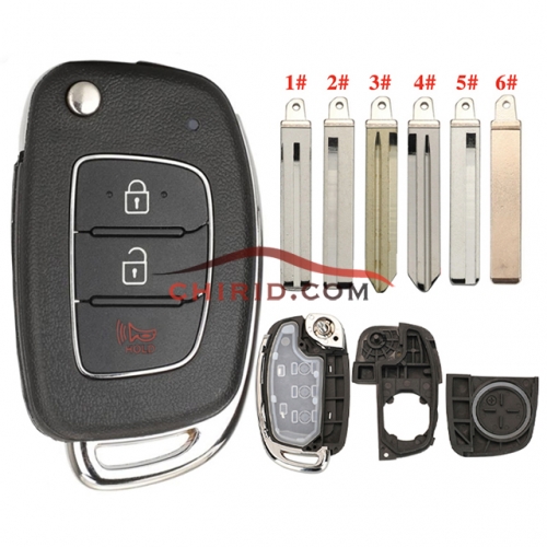 Hyundai 2+1 buttons remote key with 6 types key blade, please choose which one you need ?