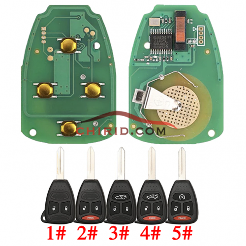 Chrysler remote key with 434mhz PCF7941 Hitag2 46 chip.please choose  the key shell 2,2+1,3,3+1 button