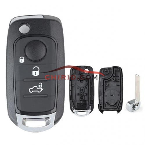 Fiat 3 button flip remote key blank with SIP22 without logo