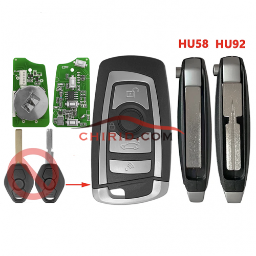 BMW  EWS unkeyless flip remote key without chip and 315mhz,433mhz,868mhz, please choose which frequency and blade you need?
