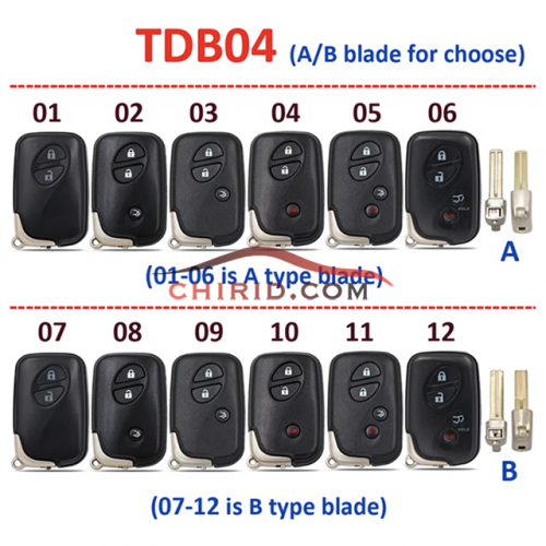 KEYDIY KD 4D Smart Key Universal TDB Remote TDB04  for Toyota Lexus FCC:0140 3370 5290 0500 6601 0111 F433 A433 6221 Please choose which key shell you