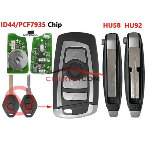 BMW  EWS unkeyless flip remote key with 7935 chip and 315mhz,433mhz,868mhz, please choose which frequency and blade you need?