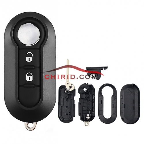 Fiat 2 button remote key blank with Sip22 blade black color