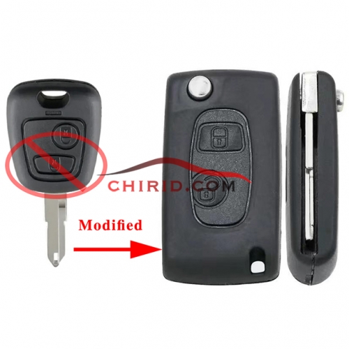 Peugeot modified key shell with 206 blade