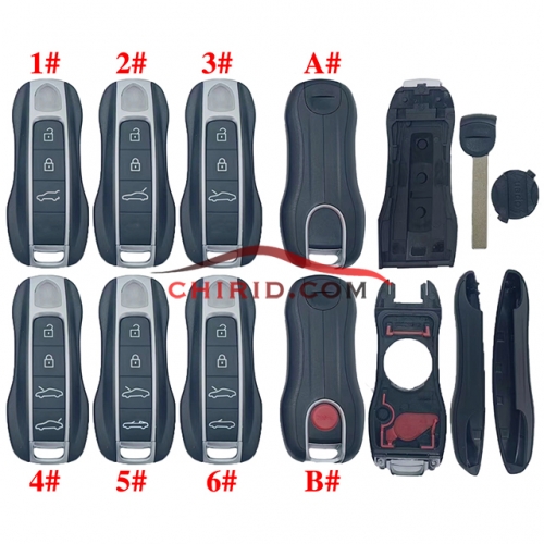 Porsche new type 3/3+1/4/4+1 button remote key blank with emmergency key blade please choose which buttons you need ?