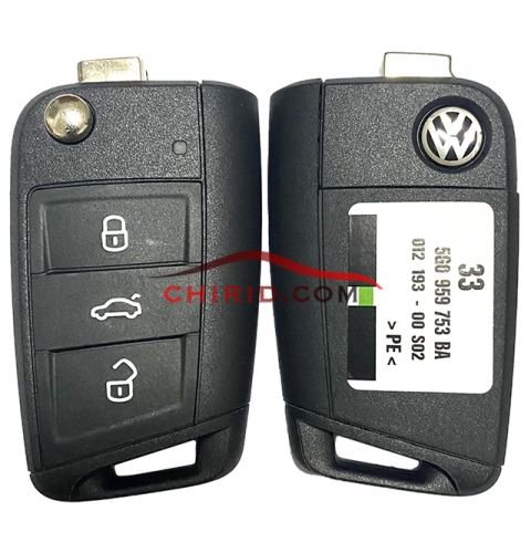 Brand-new Original VW unkeyless 3 buttons  MQB48 chip with 433mhz remote key  FCCID: 5G0959753BA