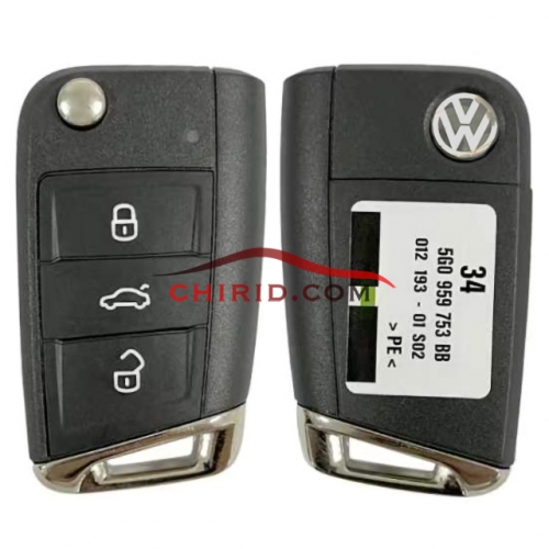 Brand-new Original VW unkeyless  3 buttons  MQB48 chip with 433mhz remote key  FCCID: 5G0959753BB