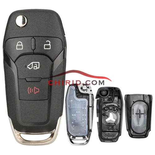 Ford 3+1 button flip remote key shell with Hu101 blade