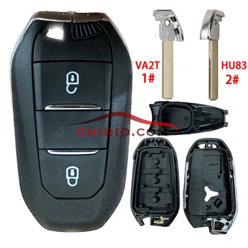 New 2020 year Peugeot 2 button remote key blank with VA2 or HU83 blade with logo or no logo