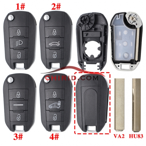 Updated Peugeot  3 buttons key blank with 407/HU83 blade Please choose which buttons do you need ?
