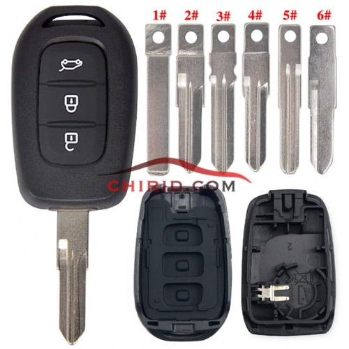 Renault 3 button remote key blank, please choose key blade