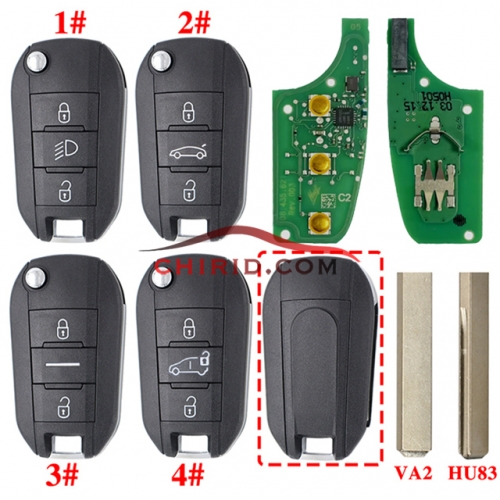 New type Peugeot Citroen Fiat Jeep Vauxhall remote key with 4A chip and 433mhz  original PCB and aftermarket key shell
