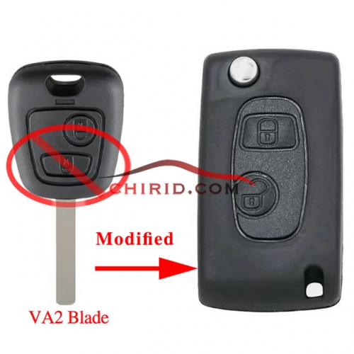 Peugeot modified key shell with va2 blade