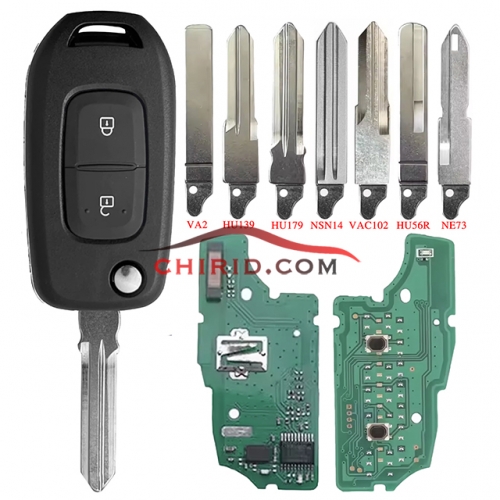Renault 2 Button flip remote PCF7961 chip-434MHZ FCCID:CWTWB1G767   for Renault Captur/Megane 3