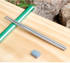 wholesale reusable ultralight titanium round chopsticks with aluminium case