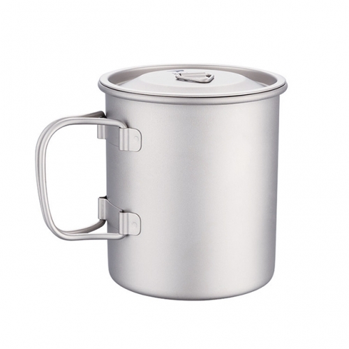 OEM Ultralight Mug Drinking Cup Double Walled Titanium 220ml 300ml 450ml 600ml Travel Mugs Titanium or Customized Color with Lid