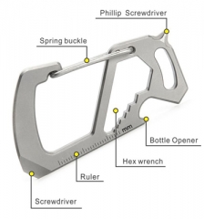 Outdoor edc multi functional pocket hand tool keychain titanium carabiner
