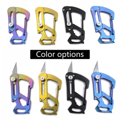 Universal Everyday Carry Pocket and Backpack Tool Titanium Alloy Multi Carabiner with Knife
