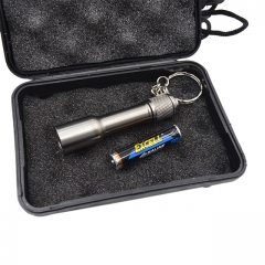 Antiskid design outdoor survival gear high light titanium keychain led 3A battery flashlight