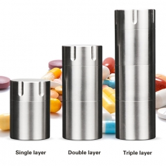 Titanium easy carry metal Layered emergency tablet box vitamin pill bottle