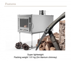 JXT Manufacturer Customized Logo Titanium Tent Stove Ultralight Outdoor Folding Wood Stove for Hiking