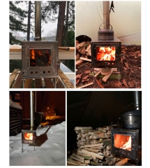 JXT Manufacturer Customized Logo Titanium Tent Stove Ultralight Outdoor Folding Wood Stove for Hiking